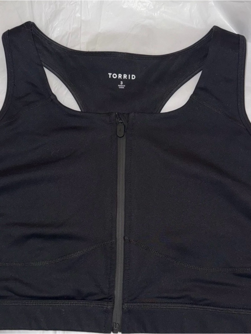 Torrid Black Racerback Front-Zip Sports Bra